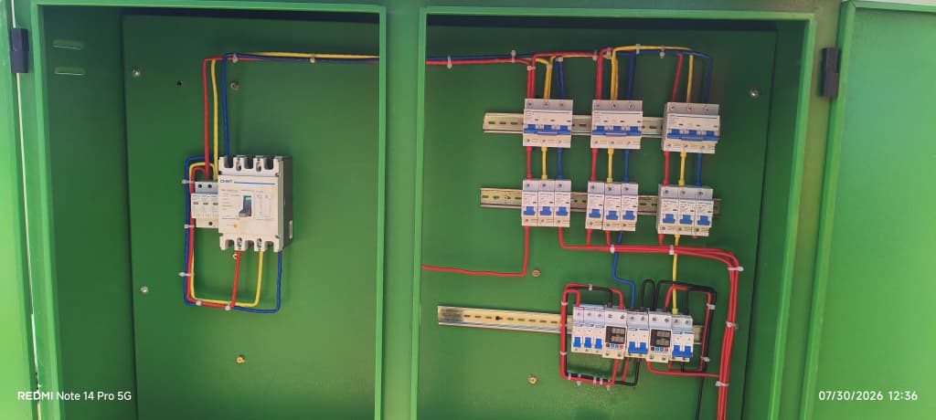 Completed electrical control panels with neatly routed wiring